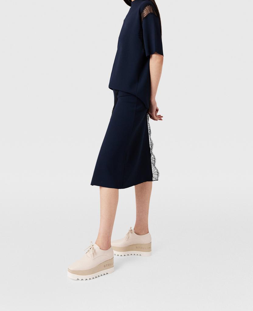 Stella McCartney Stella McCartney - Lace Insert Mid-Rise Midi Skirt, Woman, Deep navy, Size: XS