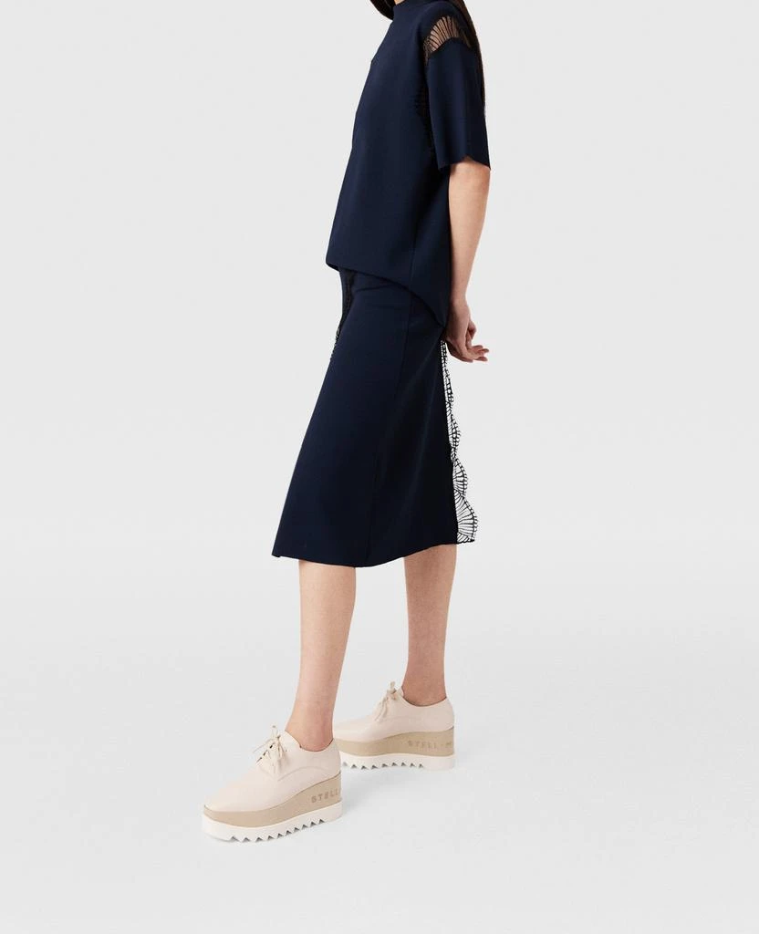 Stella McCartney Stella McCartney - Lace Insert Mid-Rise Midi Skirt, Woman, Deep navy, Size: XS 1