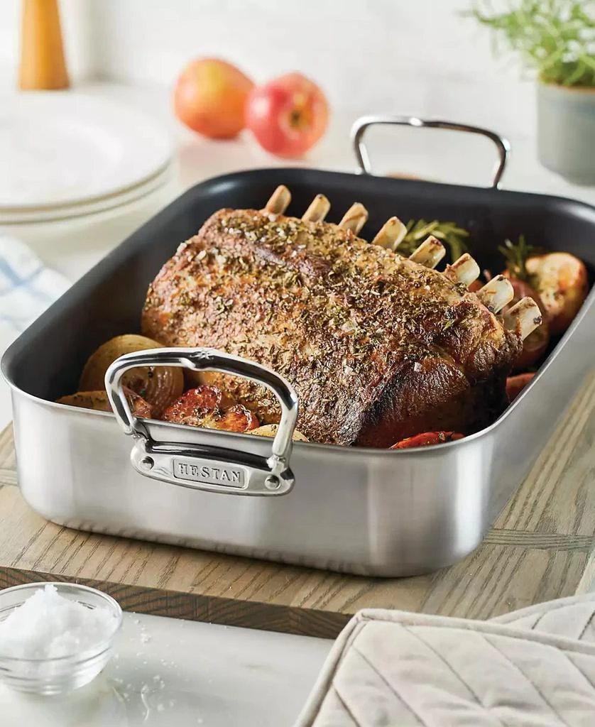 Hestan Provisions Classic Clad Nonstick Large Roaster with Rack 9