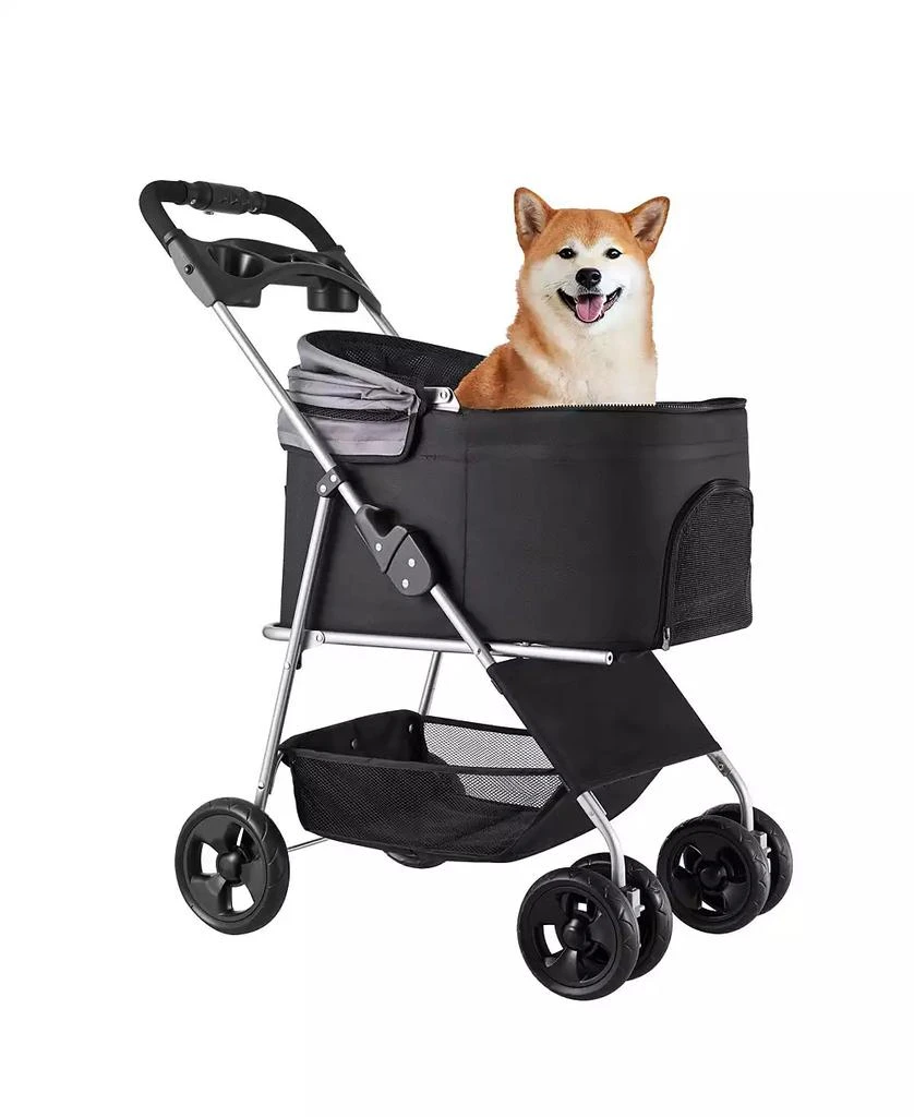 SUGIFT Pet Stroller 35 LB Foldable Dog Stroller 4-Wheel with Detachable Carrier 5