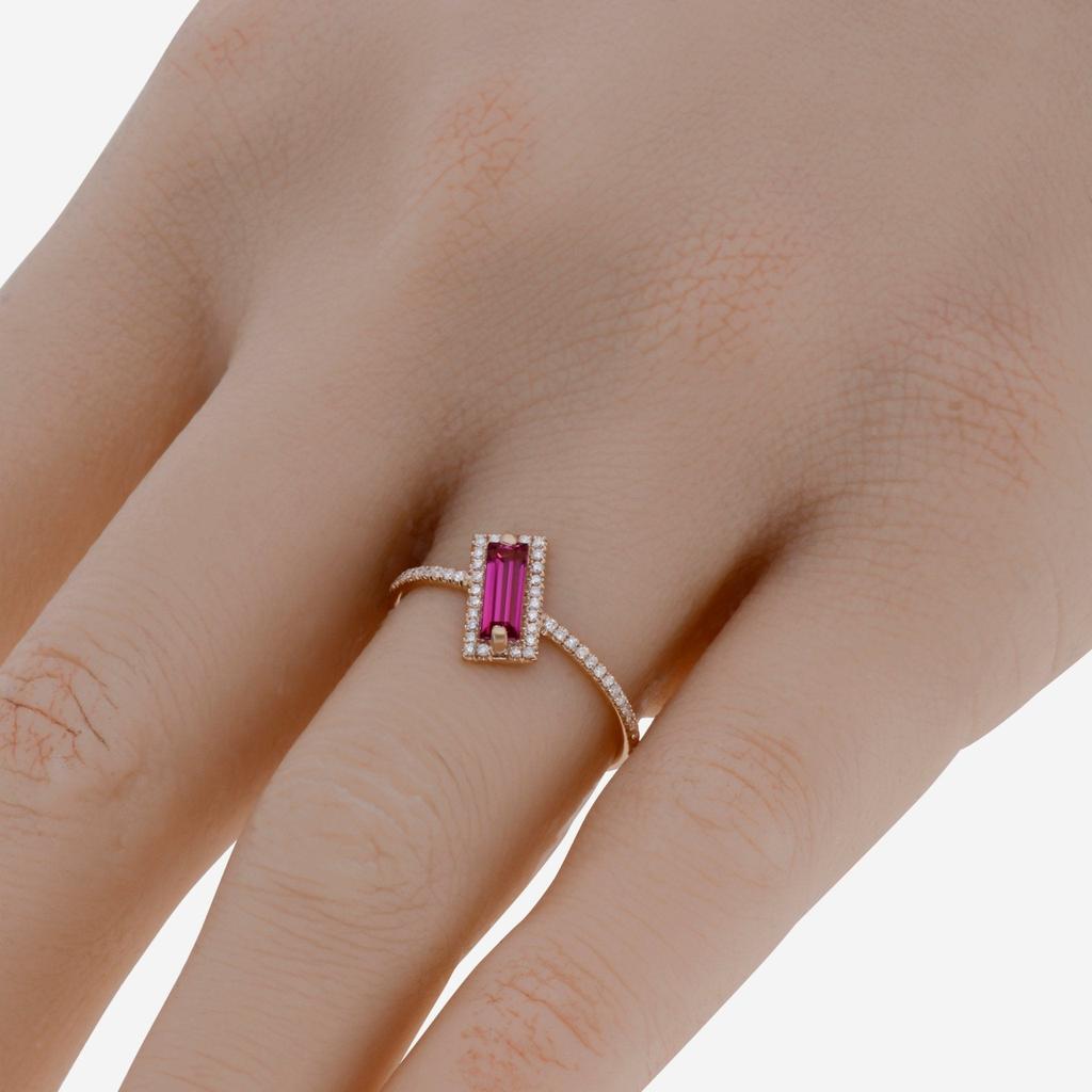 Suzanne Kalan Suzanne Kalan 14K Rose Gold Diamond and Pink Topaz Ring sz 6.5 PR543-RGPT