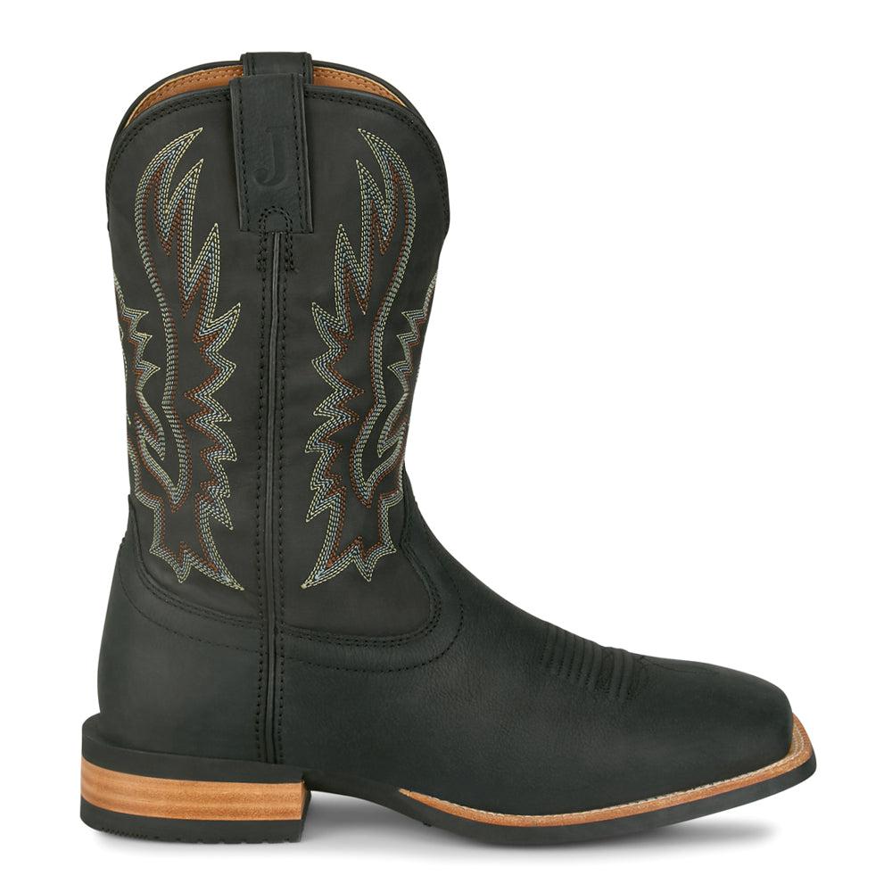 Justin Boots Rustle 11 Inch Embroidered Square Toe Pull On Cowboy Boots