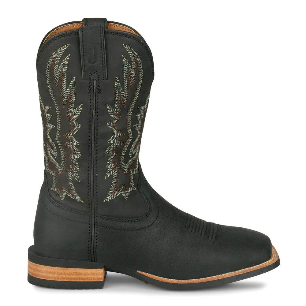 Justin Boots Rustle 11 Inch Embroidered Square Toe Pull On Cowboy Boots 1