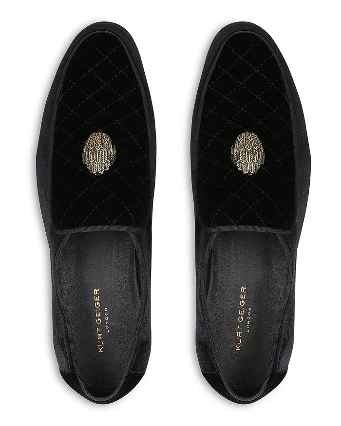 Kurt Geiger Men's Hugh Eagle Head Quilted Velvet Slip On Loafers 2