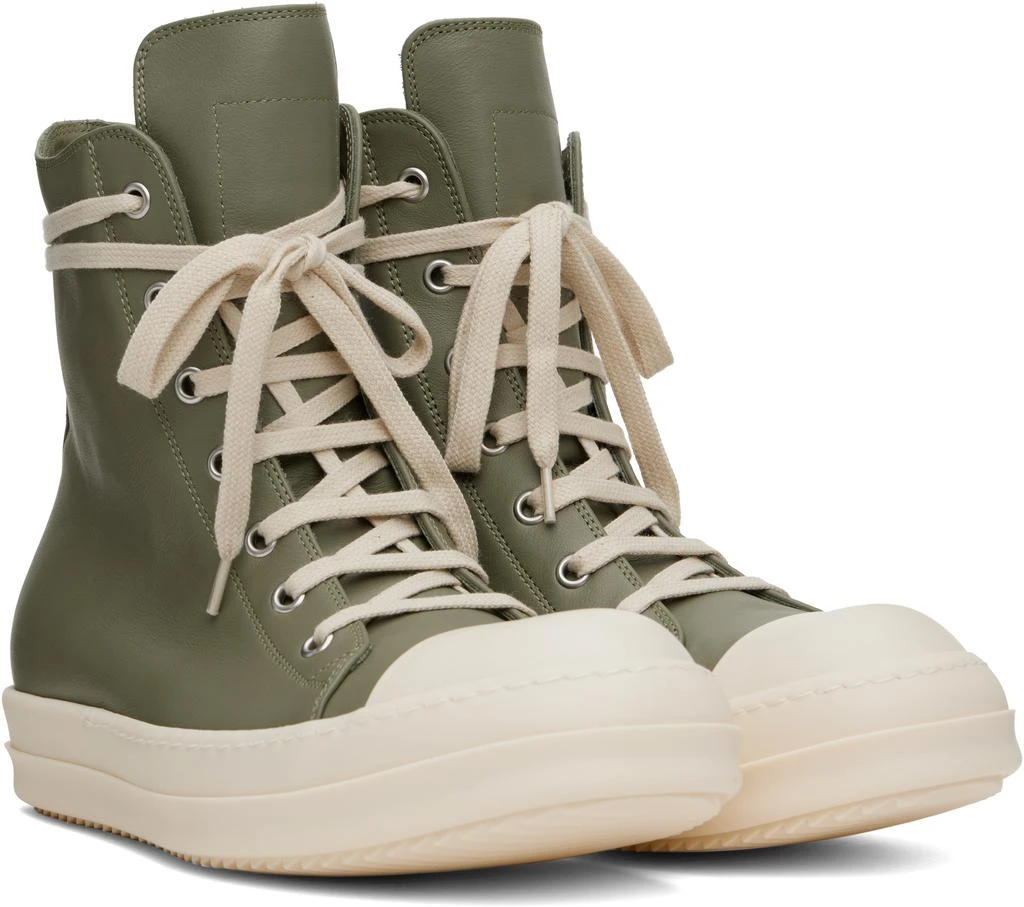 Rick Owens Green Hollywood Calf Leather Sneakers 4