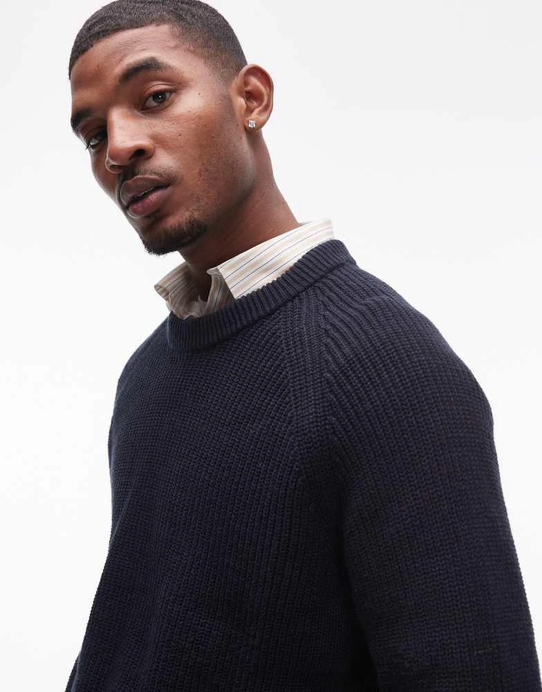 ARKET ARKET linen blend knitted sweater in navy blue 2