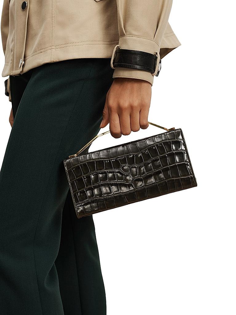 VERONICA BEARD Croc-Embossed Leather Clutch