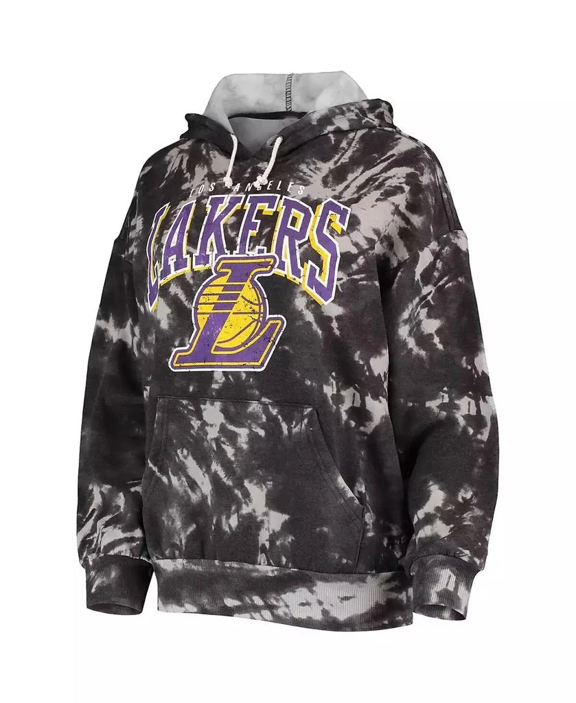 Majestic Women's Threads Black Los Angeles Lakers Burble Tie-Dye Tri-Blend Pullover Hoodie 3