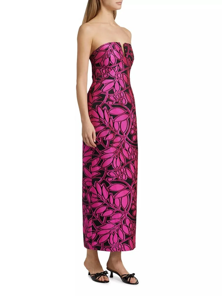 Milly Judith Pink Palm Jacquard Dress 4