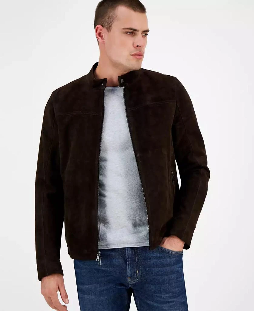 Michael Kors Men's Suede Racer Jacket, Created for Macy's 1