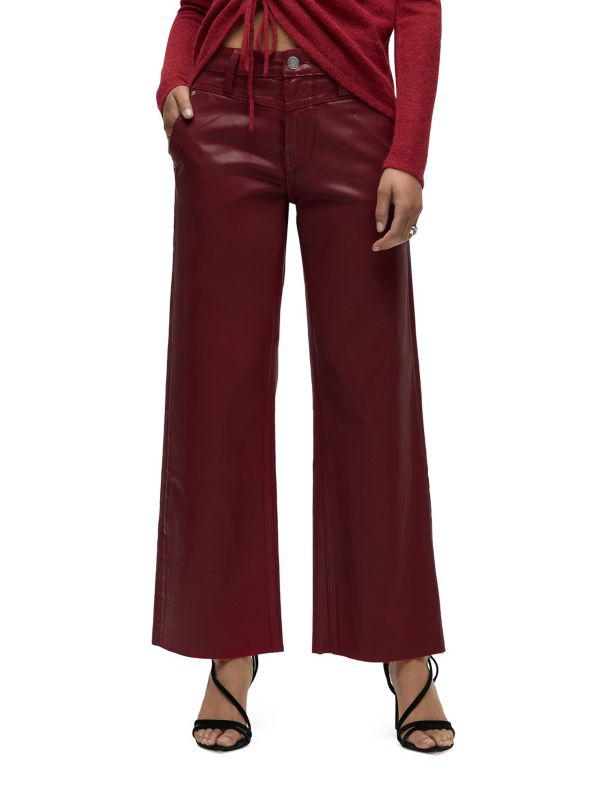 Hudson Rosie Coated High-Rise Stretch Wide-Leg Jeans