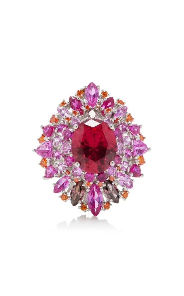 Anabela Chan Anabela Chan - Mirage 18K White Gold; Rhodium Vermeil Multi-Gem Ring - Red - US 6 - Moda Operandi - Gifts For Her 1
