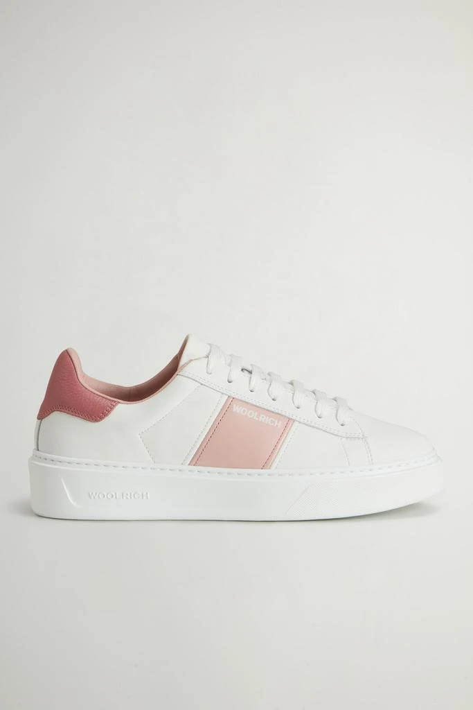 Woolrich Classic Court Leather Sneakers with Contrasting Side Band - Women - Pink 1