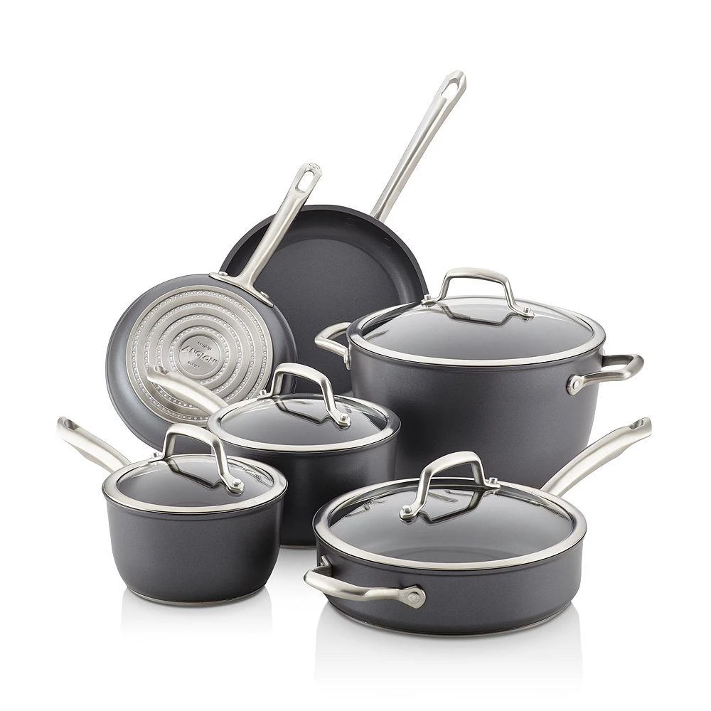 Anolon Accolade Hard-Anodized Precision Forge Cookware Set, 10-Piece, Moonstone 1