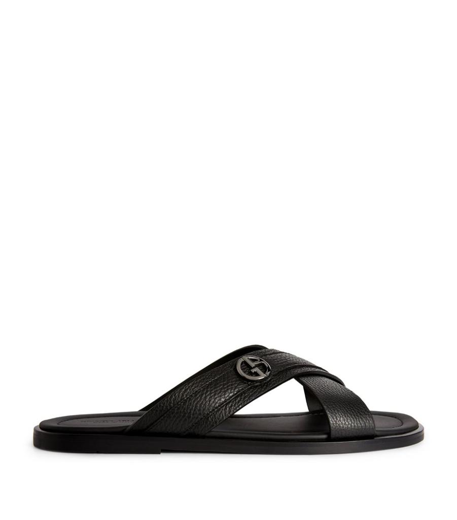 Giorgio Armani Leather Slip-On Sandals - Shoes - BeyondStyle