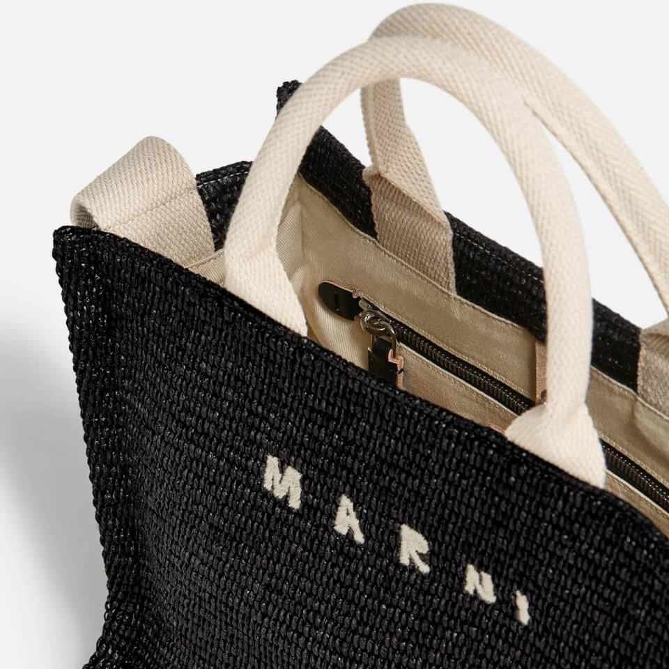 Marni Marni Logo-Embroidered Raffia Tote Bag 3