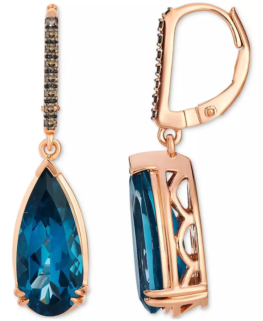 Le Vian Chocolatier® Deep Sea Blue Topaz™ (7 ct. t.w.) 
Chocolate Diamond® (1/8 ct. t.w.) Earrings in 14k Rose Gold 2