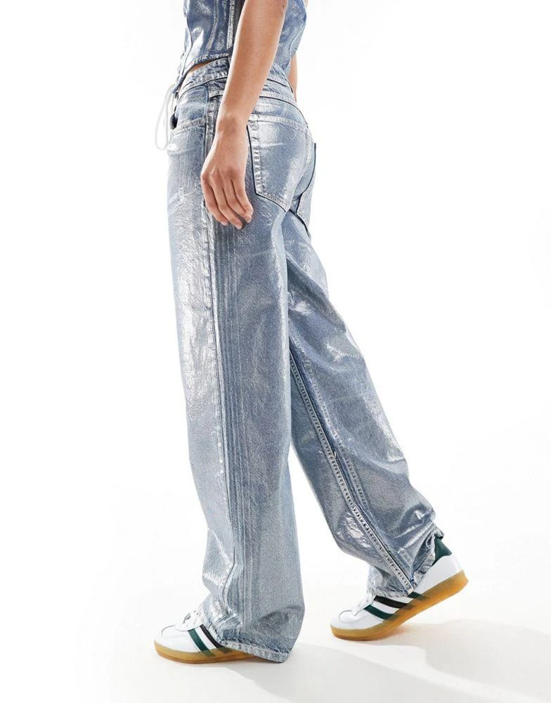 ASOS ASOS DESIGN  baggy  jean in metallic silver 3
