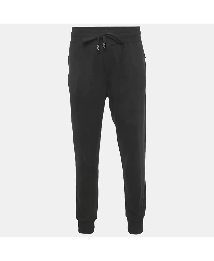 Pre-Owned Dolce & Gabbana Men's Black Cotton Logo Plaque Sweatpants