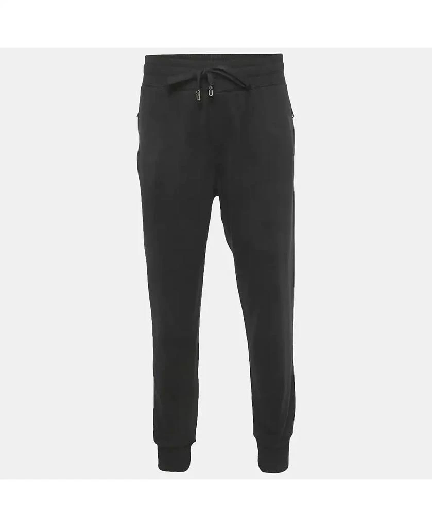 Pre-Owned Dolce & Gabbana Men's Black Cotton Logo Plaque Sweatpants 1