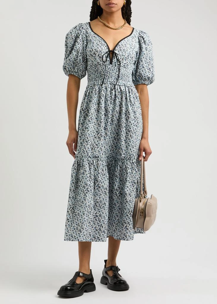 Ganni Floral-print cotton midi dress  4