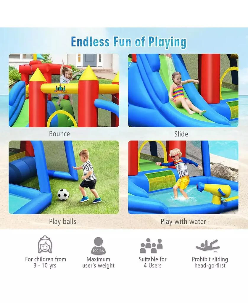 Mecale Inflatable Bouncer Bounce House with Water Slide Splash Pool without Blower 5