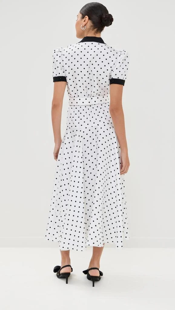Rodarte White And Black Polka Dot Silk Twill Dress With Belt And Flower 2