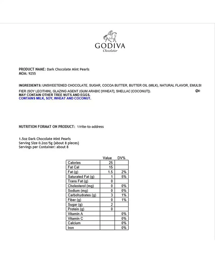 Godiva Dark Chocolate Mint Pearls, Set of 18 5