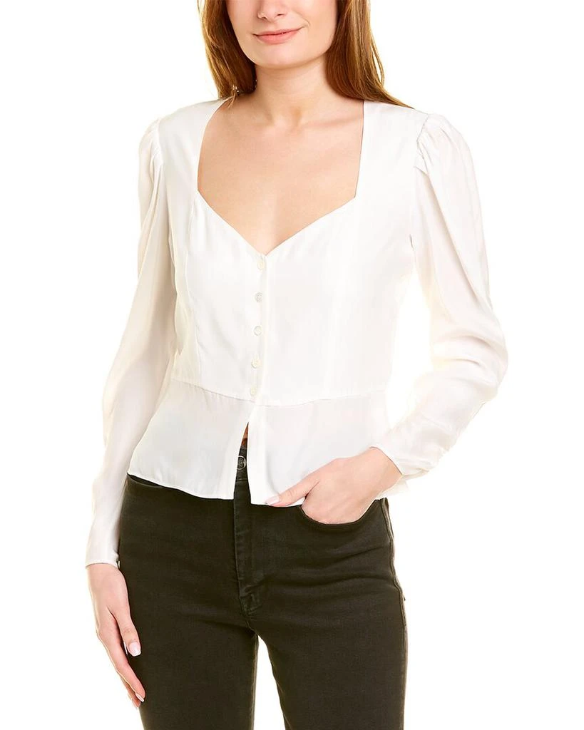 FRAME Shirred Peplum Silk Top 1