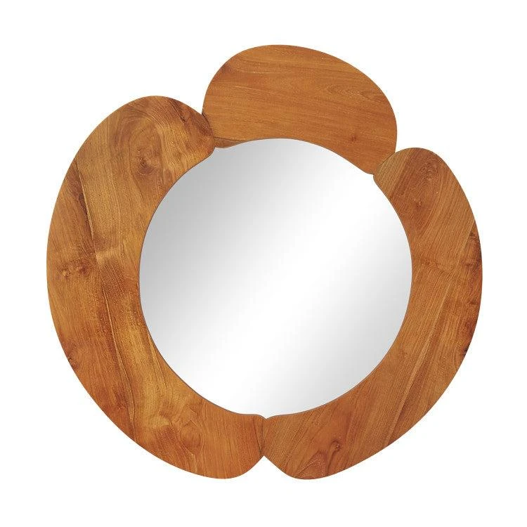 Hivvago 29 Inch Rustic Hanging Vanity Mirror with Teak Wood Frame