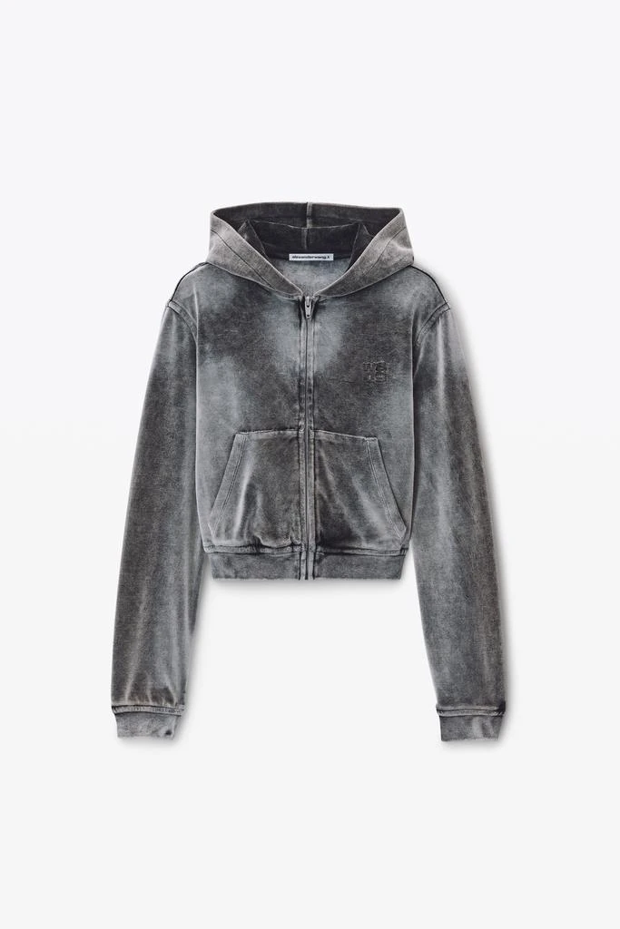 Alexander Wang Shrunken Zip-Up Hoodie in Crushed Velour 2