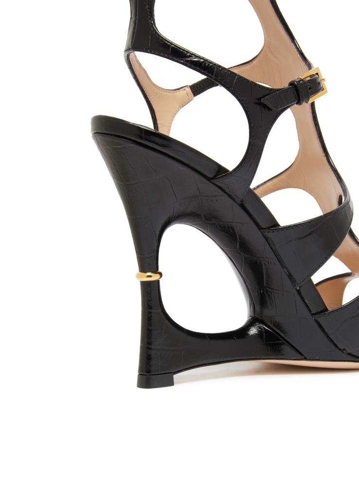 Tom Ford Shiny stamped croc cage sandals black 40 - Sandals