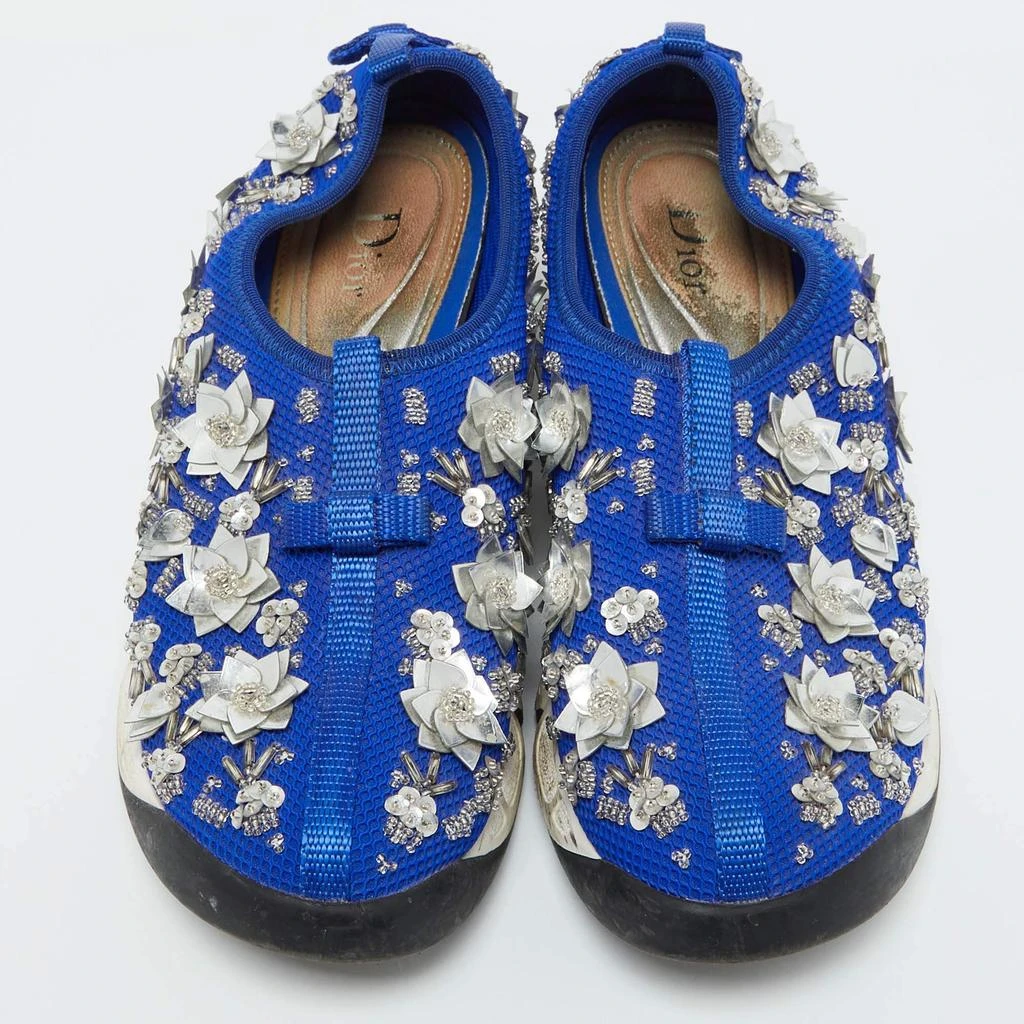 Dior Dior Blue Mesh Embellished Fusion Slip On Sneakers Size 37.5 3