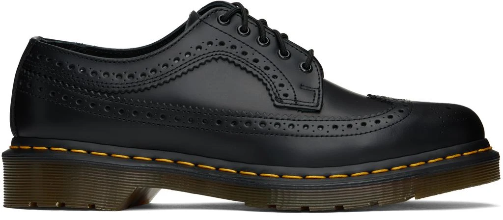 Dr. Martens Black 3989 Yellow Stitch Smooth Leather Brogues  display picture 1