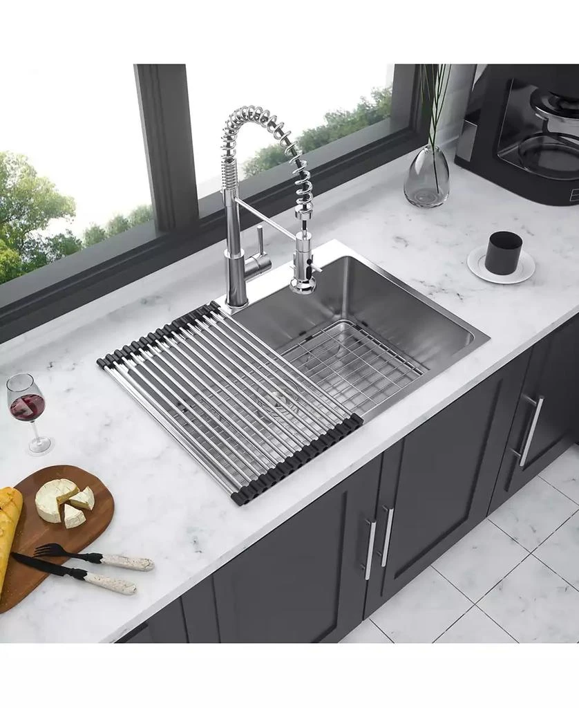Flynama 25x22x10inch Stainless Steel Kitchen Sink Drop In Single Bowl 16 Gauge Deep Basin