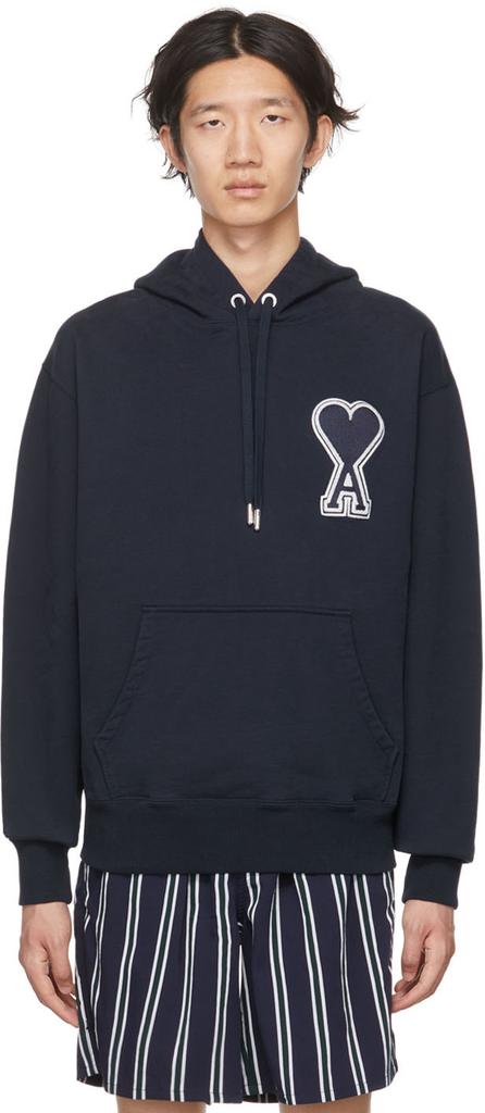 AMI SSENSE Exclusive Navy Ami De Cœur Hoodie