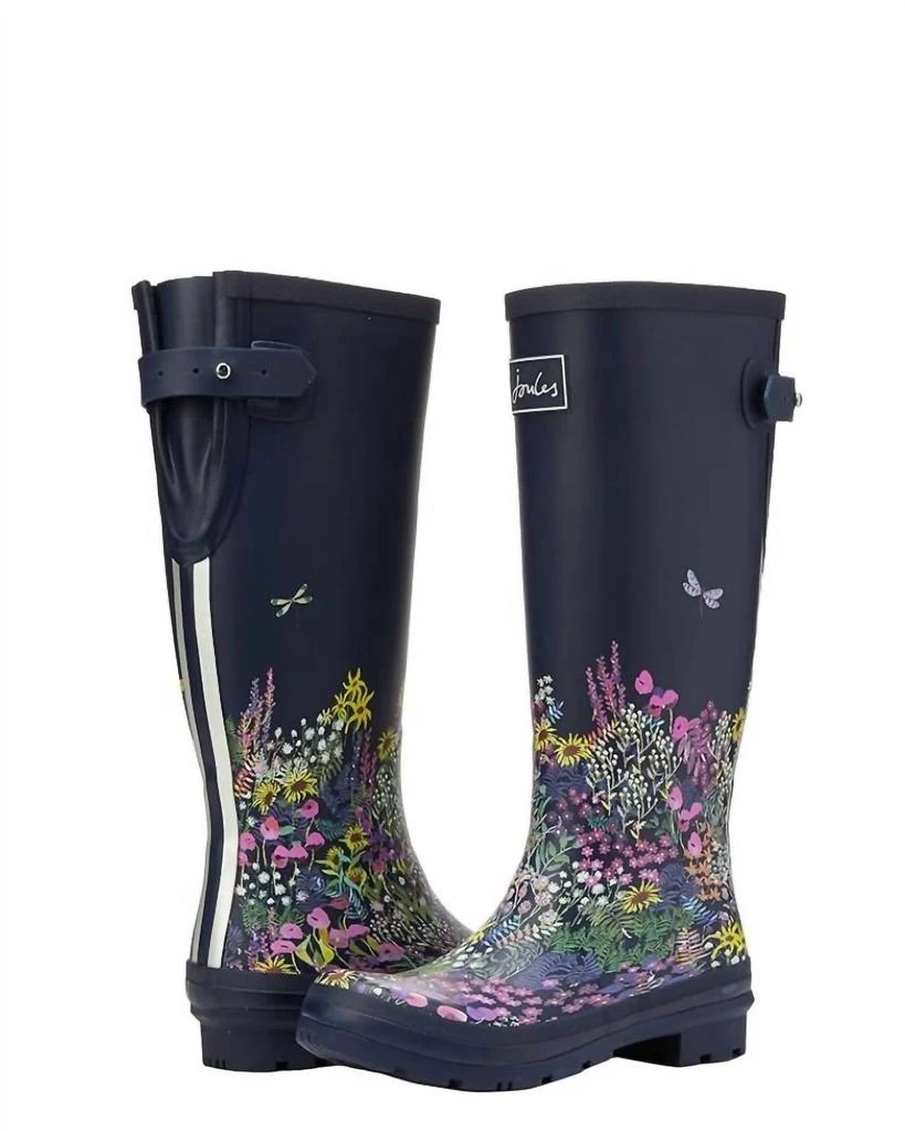 Joules Women's Welly Print Rain Boot In Navy Ditsy 3