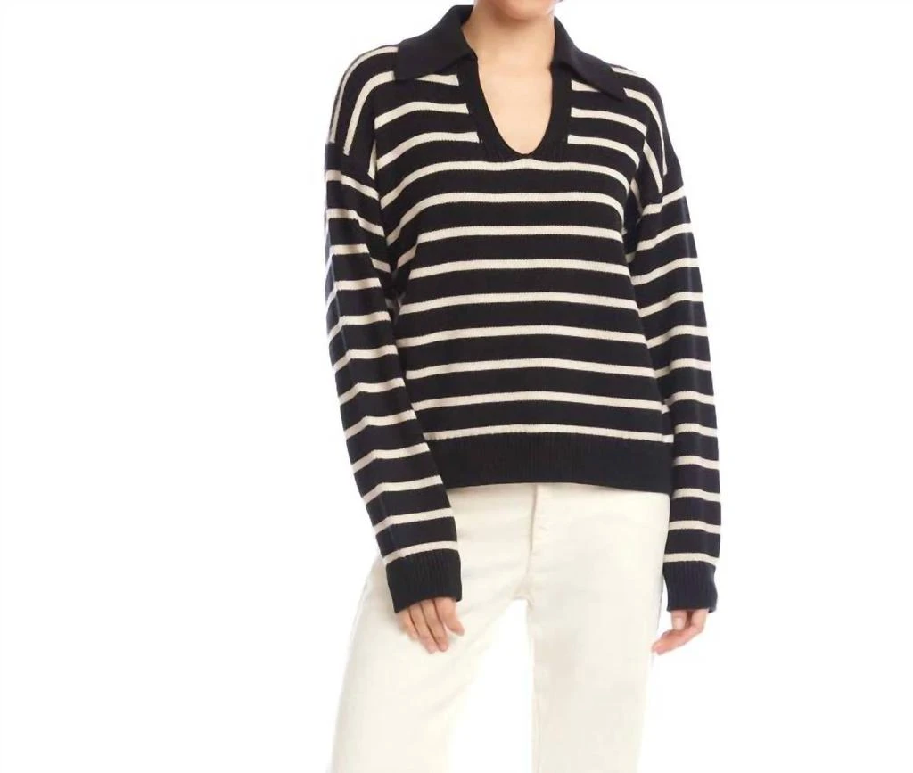 Karen Kane Karen Kane - Stripe Polo Sweater