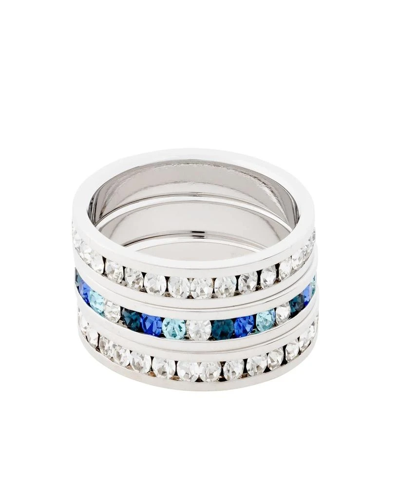 Traditions Jewelry Company Sterling Silver Multi-Tonal Crystal Eternity Ring 3 Piece Set