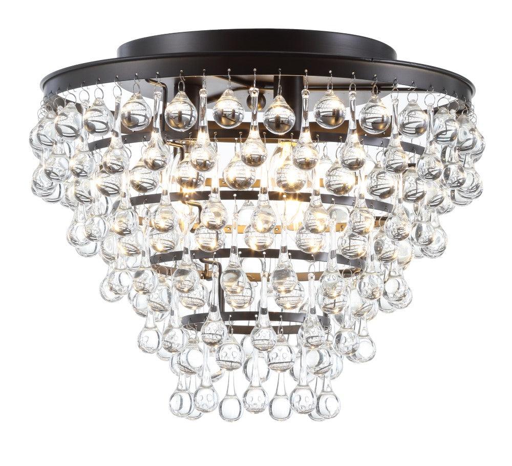 JONATHAN Y Toronto 16" Metal/Crystal LED Flush Mount