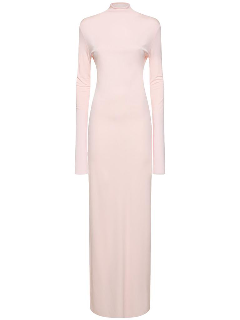 Alberta Ferretti Long-Sleeve Back-Tie Mikado Gown - Dresses