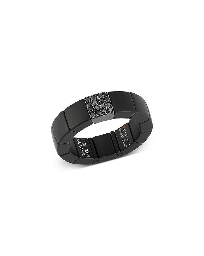 Roberto Demeglio Men's Scacco Black Diamond Pavé & 18K White Gold Large Stretch Ring