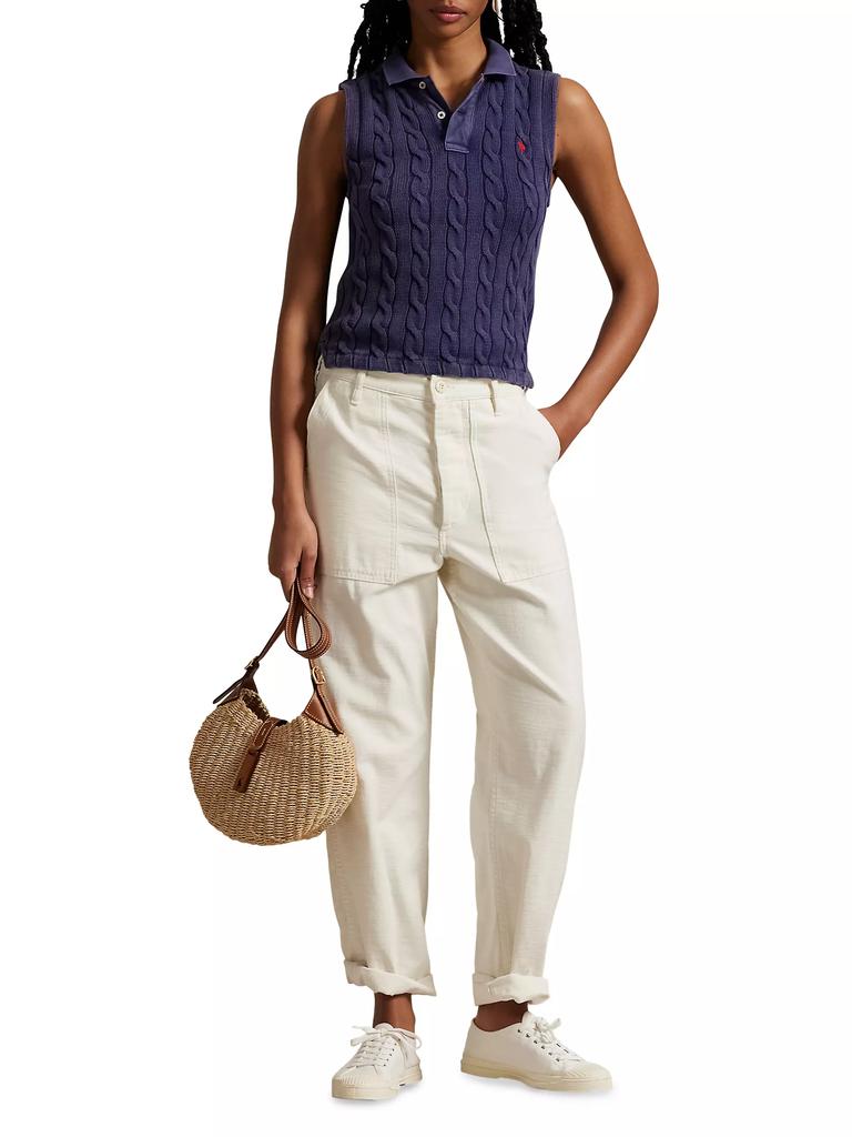 Ralph Lauren Cable-Knit Crop Polo Vest