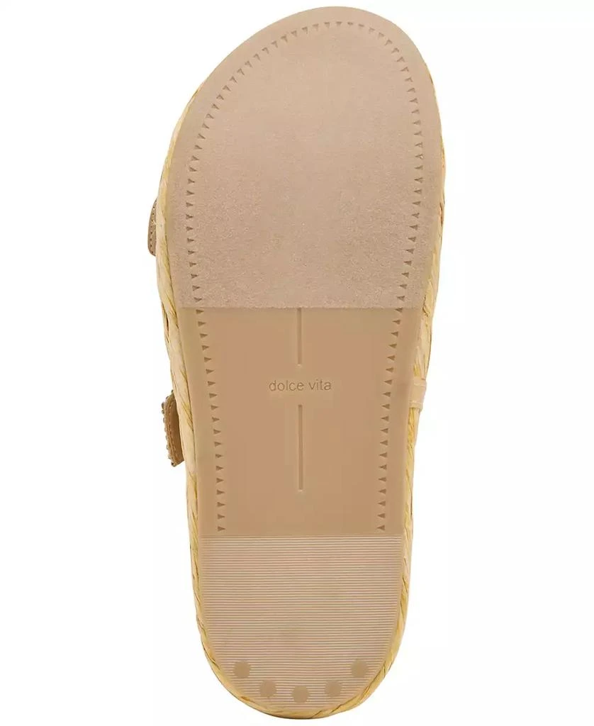 Dolce Vita Women's Falyn Platform Double Buckle Raffia Woven Footbed Sandals 5