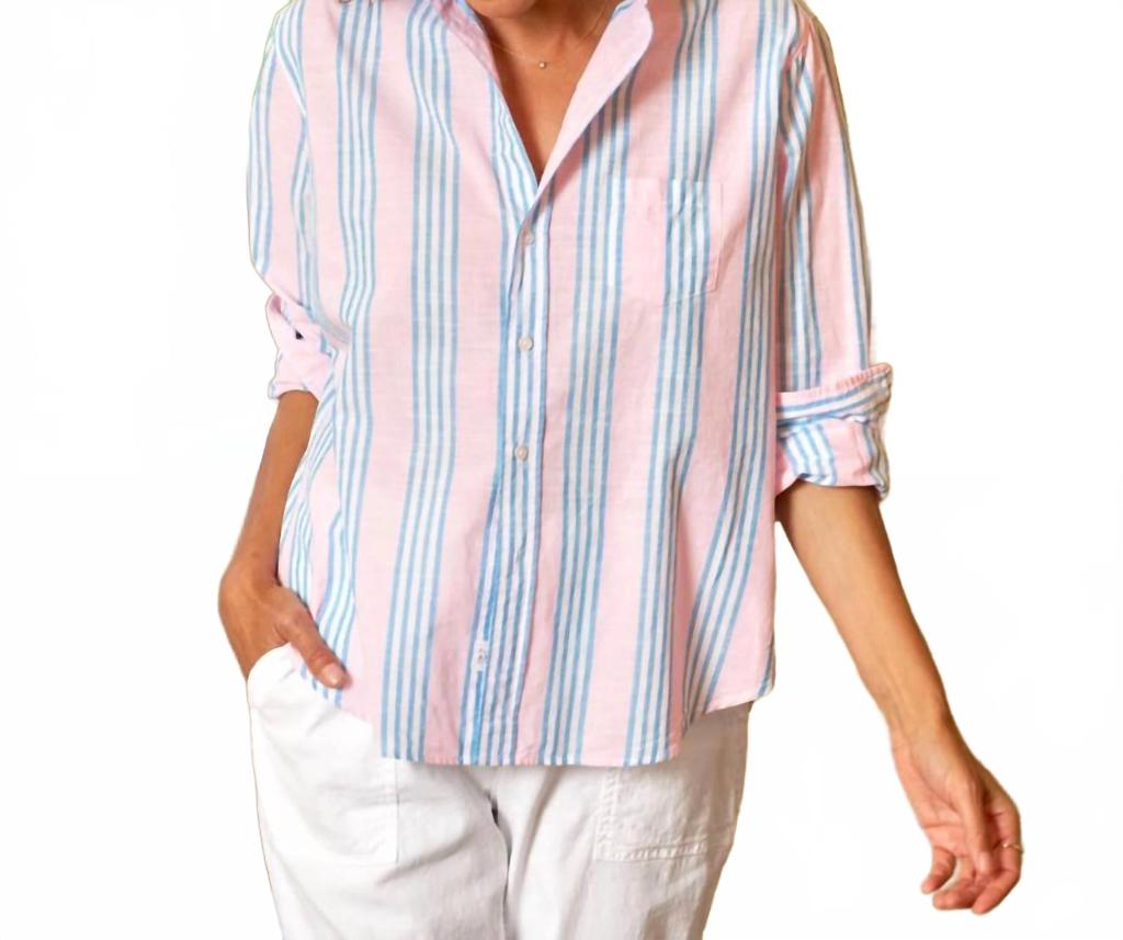 Frank & Eileen Eileen Relaxed Button-Up Shirt In Pink Blue Mutli Stripe