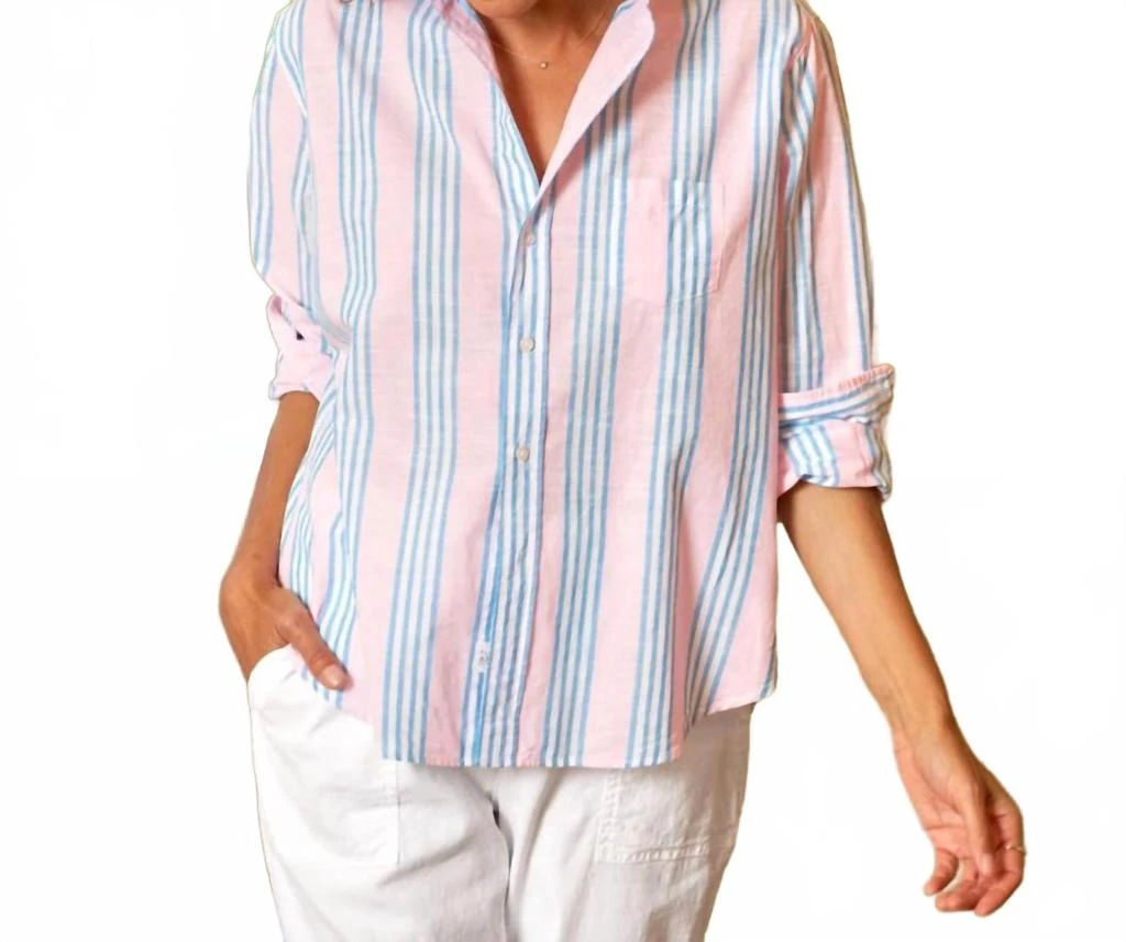 Frank & Eileen Eileen Relaxed Button-Up Shirt In Pink Blue Mutli Stripe 1