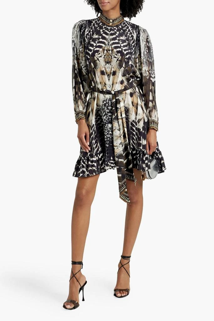 Camilla Crystal-embellished printed silk crepe de chine and chiffon mini dress 2