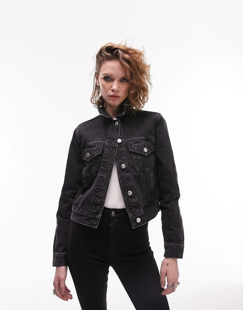 Topshop Topshop denim Tilda jacket in washed black 3