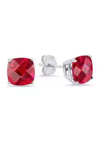 Belk 
Co. 5 ct. t.w. Lab Created Ruby Cushion-Cut Stud Earrings in Sterling Silver