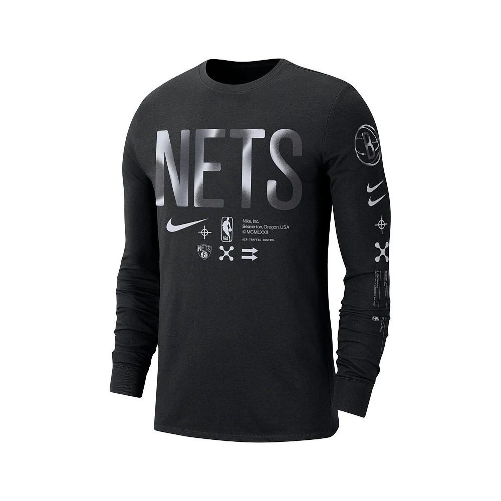 Nike Men's Black Brooklyn Nets Essential Air Traffic Control Long Sleeve T-shirt 3